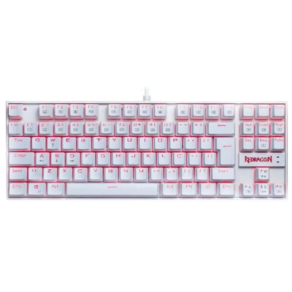 TECLADO GAMER REDRAGON KUMARA white, Mechanical keyboard, Rain bow, Spanish LA, red switch